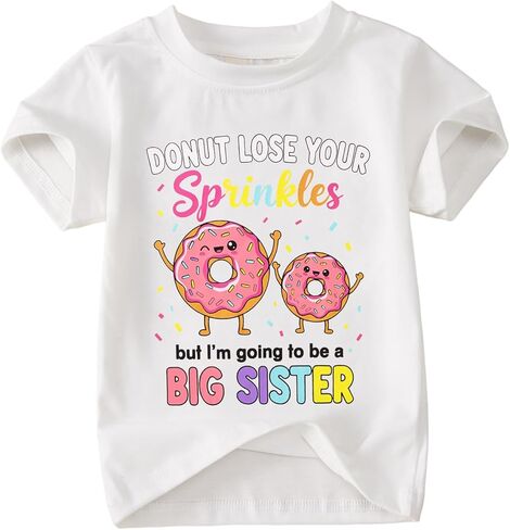 BOUTIKOME Toddler Baby Girls Big Sister Shirts Donut Lose Your Sprinkles But I'm Going to Be a Big Sister T-Shirt Tees Tops in Saudi Arabia
