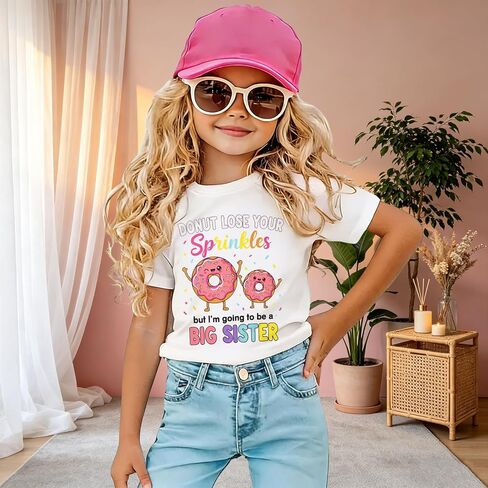 BOUTIKOME Toddler Baby Girls Big Sister Shirts Donut Lose Your Sprinkles But I'm Going to Be a Big Sister T-Shirt Tees Tops in Saudi Arabia