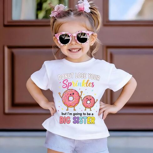 BOUTIKOME Toddler Baby Girls Big Sister Shirts Donut Lose Your Sprinkles But I'm Going to Be a Big Sister T-Shirt Tees Tops in Saudi Arabia