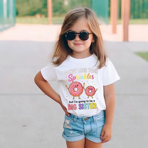 BOUTIKOME Toddler Baby Girls Big Sister Shirts Donut Lose Your Sprinkles But I'm Going to Be a Big Sister T-Shirt Tees Tops in Saudi Arabia