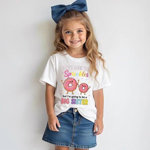 BOUTIKOME Toddler Baby Girls Big Sister Shirts Donut Lose Your Sprinkles But I'm Going to Be a Big Sister T-Shirt Tees Tops in Saudi Arabia