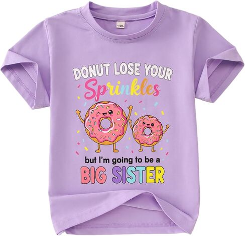 BOUTIKOME Toddler Baby Girls Big Sister Shirts Donut Lose Your Sprinkles But I'm Going to Be a Big Sister T-Shirt Tees Tops in Kuwait