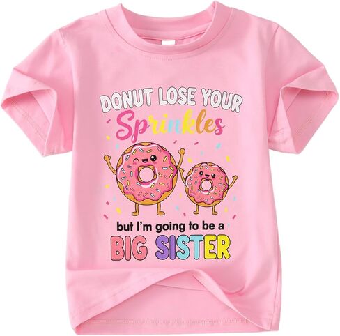 BOUTIKOME Toddler Baby Girls Big Sister Shirts Donut Lose Your Sprinkles But I'm Going to Be a Big Sister T-Shirt Tees Tops in Saudi Arabia