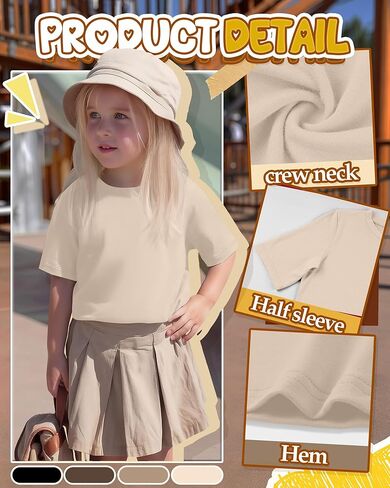 4 Pack Toddler Girls' Short Sleeve Shirts Crew Neck Elbow Length Tops Loose Fit Tshirts Casual Solid Basic Tee in Saudi Arabia