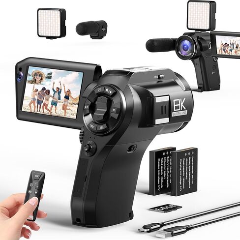 FLATIC 2K/8K Video Camera, 48MP/75MP Camcorder with Picture-in-Picture Mode, WiFi Vlogging Cameras for YouTube 16X Digital Zoom, Digital Camcorder with 32GB/64GB Card in Saudi Arabia
