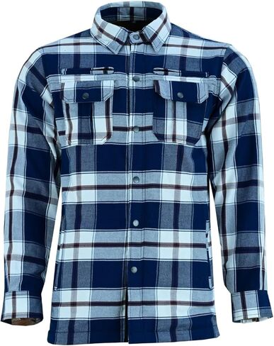 Men's Armored Checkered Flannel Biker Shirt, Multiple Waterproof Storage Pockets in Saudi Arabia
