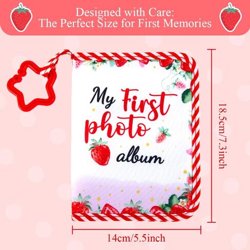 Baby's My First Family Memory Album Strawberry Soft Cloth Album Photo Book Holds 17 4x6 Pictures Cherished Keepsake Gift for Newborns, Toddlers,Family Celebrations in Kuwait