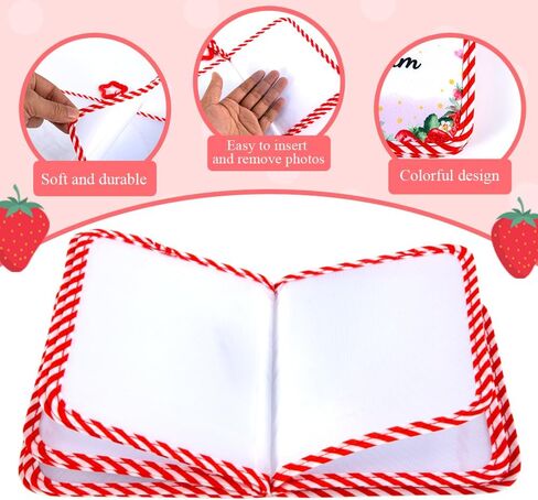 Baby's My First Family Memory Album Strawberry Soft Cloth Album Photo Book Holds 17 4x6 Pictures Cherished Keepsake Gift for Newborns, Toddlers,Family Celebrations in Kuwait