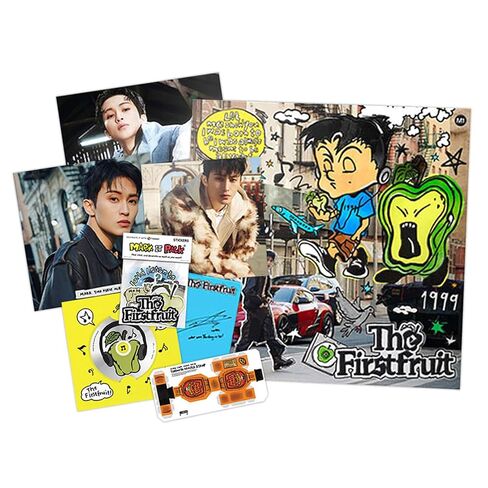 MARK - 1st Album The Firstfruit Square Flap - A Ver. Square Package + Photo Book + Sticker Pack + Photo Card + Poster R + Image Card + Mark Land Miniature + 4 Extra Photocards in Kuwait
