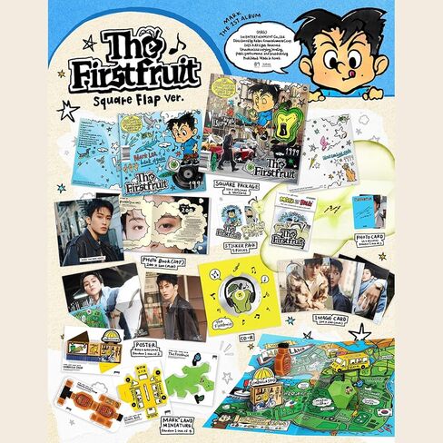MARK - 1st Album The Firstfruit Square Flap - A Ver. Square Package + Photo Book + Sticker Pack + Photo Card + Poster R + Image Card + Mark Land Miniature + 4 Extra Photocards in Kuwait