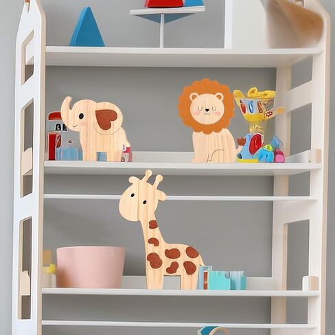 Bnesi Wooden Animal Nursery Wall Decor Set, Cute Giraffe Elephant Lion Decor for Baby Nursery & Woodland Nursery, Ideal Safari Nursery Decor & Baby Room Decor for Nature-Themed Nurseries (Cute) in Kuwait