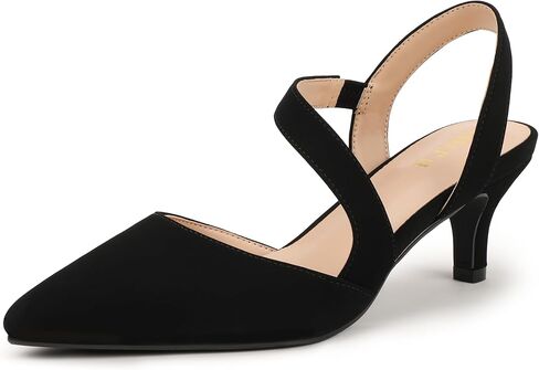 IDIFU IN2 Kitten Closed Toe Heels Slingback Low Short Pointed Pumps Small Comfortable Work Dress Shoes for Women Wedding Prom Graduation Heel Formal Cute Ladies Pumps Shoes in Kuwait