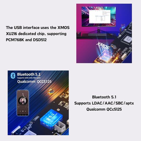 Gustard DAC-R26II 26 بت R2R DAC، جهاز فك ترميز البث المنفصل مع DSD2048، مدخل USB/Opt/Coax/IIS/AES/LAN، محول رقمي تناظري متوازن بالكامل، ساعة 10 ميجاهرتز، DAC لبث شبكة الصوت المنزلية، أسود in Saudi Arabia