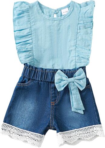 Saeaby Infant Baby Girl Clothes Toddler Girl Summer Outfits Sleeveless Tank Top Shirt Shorts Set Toddler Clothes for Girls in Saudi Arabia