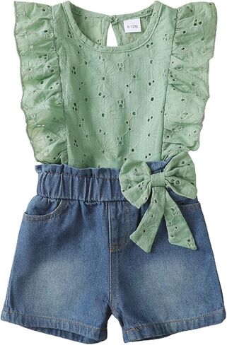 Saeaby Infant Baby Girl Clothes Toddler Girl Summer Outfits Sleeveless Tank Top Shirt Shorts Set Toddler Clothes for Girls in Saudi Arabia