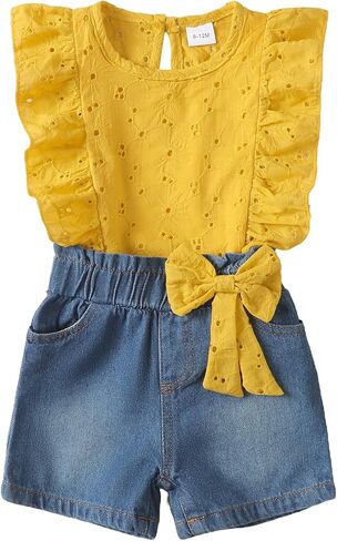 Saeaby Infant Baby Girl Clothes Toddler Girl Summer Outfits Sleeveless Tank Top Shirt Shorts Set Toddler Clothes for Girls in Saudi Arabia