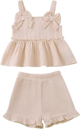 Saeaby Infant Baby Girl Clothes Toddler Girl Summer Outfits Sleeveless Tank Top Shirt Shorts Set Toddler Clothes for Girls in Saudi Arabia