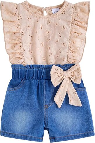 Saeaby Infant Baby Girl Clothes Toddler Girl Summer Outfits Sleeveless Tank Top Shirt Shorts Set Toddler Clothes for Girls in Saudi Arabia