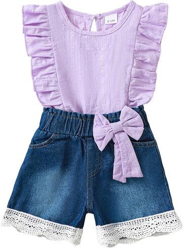 Saeaby Infant Baby Girl Clothes Toddler Girl Summer Outfits Sleeveless Tank Top Shirt Shorts Set Toddler Clothes for Girls in Saudi Arabia