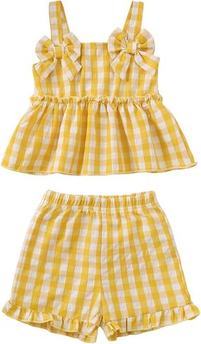 Saeaby Infant Baby Girl Clothes Toddler Girl Summer Outfits Sleeveless Tank Top Shirt Shorts Set Toddler Clothes for Girls in Saudi Arabia