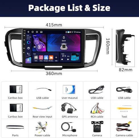 Unitopsci 2g+32g لـ Honda Accord 9th Gen 2.0L 2013-2018 Radio Android Car Stereo Carplay Carplay Android Auto Mirror Link 10.1 بوصة شاشة تعمل باللمس ،/تنقل GPS ، Bluetooth/FM ، كاميرا احتياطية/SWC in Saudi Arabia