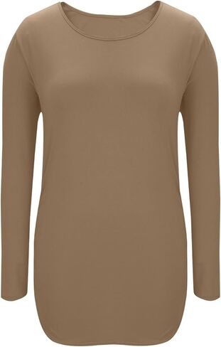 Long Sleeve Shirts for Women Maternity Tops Stretch Basic Maternity Shirts Soft Slim Fit Pregnancy Bodycon Tunic Tops Khaki in Kuwait