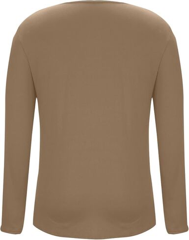 Long Sleeve Shirts for Women Maternity Tops Stretch Basic Maternity Shirts Soft Slim Fit Pregnancy Bodycon Tunic Tops Khaki in Kuwait