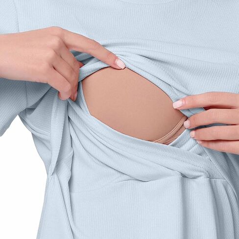 Breastfeeding T-Shirts for Women Nursing Tops 2026 Loose Round Neck Double Laye Tees Maternity Pregnancy Clothes in Saudi Arabia