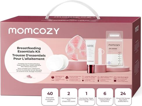 Momcozy 73pc Postpartum Essentials Kit, Initiate breastfeeding for New Moms, Hospital Bag Must Haves with Nursing Pads, Hot & Cold Breast Pads, Nipple Cream, Colostrum Collectors and Milk Storage Bags in Kuwait