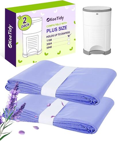 Diaper Pail Refill Bags Compatible with DEKOR PLUS Diaper Pails, 20% Extra Length Diaper Bags Disposable with Lavender Flavor, Holds up to 3564 Diapers, 6 Pack in Saudi Arabia