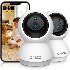 كاميرات GNCC 2K للأمان المنزلي - كاميرا واي فاي داخلية 2.4/5 جيجا هرتز مع كشف حركة 360 درجة للحيوانات الأليفة/الطفل/المربية/الكلب صوت ثنائي الاتجاه، رؤية ليلية، تخزين بطاقة SD 24/7، تخزين سحابي، تعمل مع Alexa، 4 قطع in Kuwait