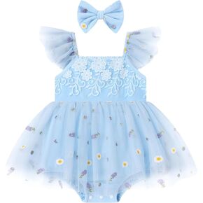Baby Girl Dress Tulle Summer Ruffe Sleeveless Romper+Headband 2Pcs Infant Dresses Girls Birthday Outfit 0-18M in Kuwait