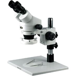 AmScope SM-1BZ-FRL مجهر تكبير ستيريو ثنائي العينين احترافي، WH10x | نطاق التكبير 3.5X-90X يشمل 0.5X عدسة بارلو ضوء حلقة الفلورسنت 0.7X-4.5X عدسة تكبير موضوعية WH10x in Kuwait