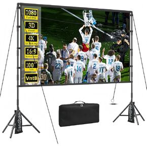100 inch Projector sreen and Stand, Outdoor Indoor Projector Screen16:9 Foldable Portable Projector Screens for Movie Night Support Double Sided Projection in Kuwait