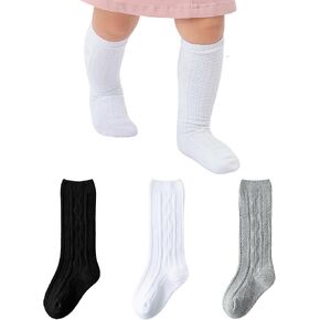 Baby Knee High Socks Toddler Seamless Socks Cotton Long Stockings Cable Knit Newborn Tube Sock for Infant Boys Girls in Kuwait