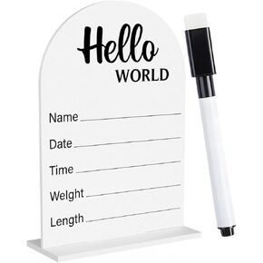 لافتة إعلان الطفل، لافتة أكريليك لحديثي الولادة Hello World، لافتات ترحيب بالمولود، حضانة مستشفى استحمام الطفل للأولاد والبنات حديثي الولادة، 5 × 7 بوصة in Kuwait