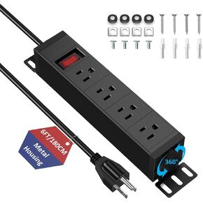 شريط طاقة PDU مقاس 10 بوصات، شريط طاقة واقي من زيادة التيار على حامل 1U مع مفتاح تحميل زائد 15 أمبير، تركيب قابل للدوران 360 درجة، لخزائن شبكة الخادم الصغيرة مقاس 10 بوصات/رف/ذاتي، كابل بطول 6 أقدام in Kuwait