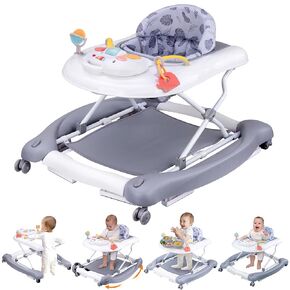 Foldable Baby 5-in-1 Activity Walker - Rocker, Activity Center, Bouncer, Seat Walker, Push Walker - Adjustable Speed Rear Wheels and Height Toys Ages 6-18 Months(Pink) in Saudi Arabia