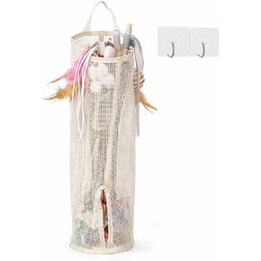 Cat Wand Toy Storage Organizer, Wall Mounted Mesh Holder for Cat Toys, Space-Saving with Adhesive Hooks (Single Compartment) in Saudi Arabia