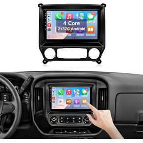 راديو سيارة Leadfan 4+64 لسيارة Chevy Silverado وGMC Sierra 2014-2018 ترقية ستيريو مع Carplay Android Auto، شاشة لمس 10.1 بوصة مع ملاحة GPS بلوتوث SWC MIC كاميرا احتياطية in Kuwait