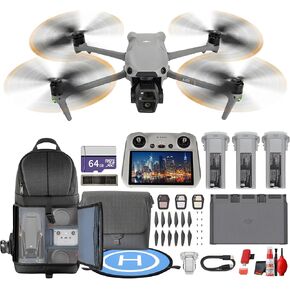 طائرة بدون طيار DJI Air 3S مع RC 2 Fly More Combo، كاميرا مزدوجة بدون طيار 4K للتصوير الفوتوغرافي أثناء السفر والفيديو الجوي وإنشاء المحتوى (CP.MA.00000816.01) + بطاقة 64 جيجابايت + حقيبة ظهر + وسادة هبوط + المزيد (حزمة 15 قطعة) in Kuwait