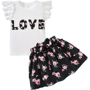 Girls 4th of July Outfit USA Ruffle Sleeve Top Tiered Skirt Dress Patriotic in Saudi Arabia