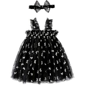 Baby Girls 1st Birthday Girl Outfit Butterfly Tulle Dress with Headband Princess Party Outfits Toddler Gift 3M-3T in Kuwait