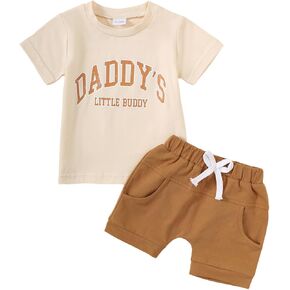 Newborn Baby Boy Clothes Toddler Baby Boy Summer Outfit Short Sleeve Tee & Shorts Set in Saudi Arabia