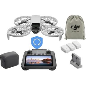 مجموعة DJI Flip Fly More Combo مع جهاز تحكم عن بعد بشاشة RC 2، (بما في ذلك خطة العناية DJI NYC لمدة عام واحد) بدون طيار مع كاميرا 4K UHD للبالغين، إقلاع راحة اليد، العودة التلقائية، الطيران الذكي، 3 بطاريات لمدة طيران 93 دقيقة in Kuwait