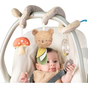Taf Toys Bear Hug Spiral Car Seat Toy - Plush Bear & Mushroom, Colorful Teethers, Sensory Toys Soft Hanging Toys - Carseat Toys Hanging for Babies 0-6 Months - Newborn Baby Girl Boy Birthday Gifts in Kuwait