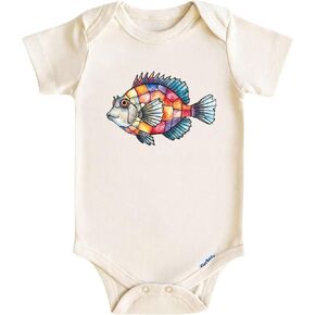 Fish Baby Onesie for Boys Girls Ocean Animal Bodysuit - Colorful Sea Life Newborn Baby Outfit Coastal Gifts in Kuwait