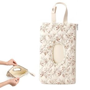 Wipe Holder Floral Diaper and Wipes Pouch Portable Hanging Wipes Bag for Car, Resuable Wet Wipe Pouch for Travel & Outdoor, Beige in Saudi Arabia