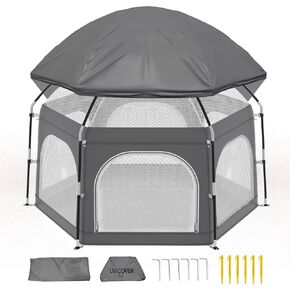 Baby Playpen with Canopy, Portable Outdoor & Indoor Baby Beach Tent for Babies and Toddlers, Foldable Play Yard with Mosquito Net, Travel Play Yard Includes Sand Stakes & Carry Bag in Kuwait