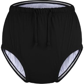 Special Needs Reusable Swim Diaper – Waterproof & Leakproof Incontinence Swimwear for Toddler, Youth & Adult, Unisex Cloth Diaper Cover (Black, L) in Saudi Arabia